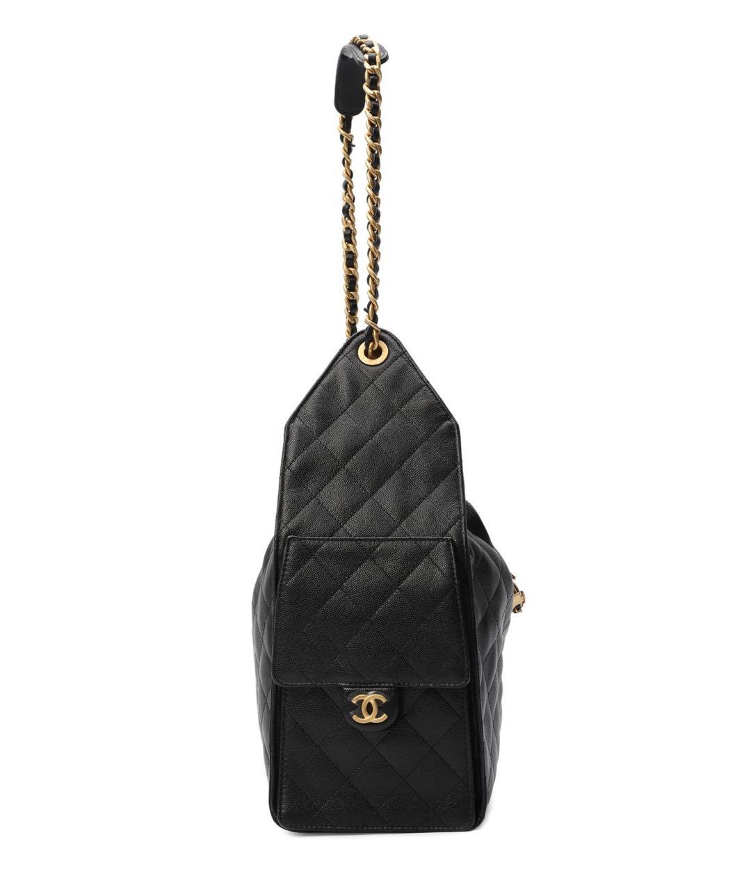 CHANEL Черная кожаная сумка тоут, фото 4