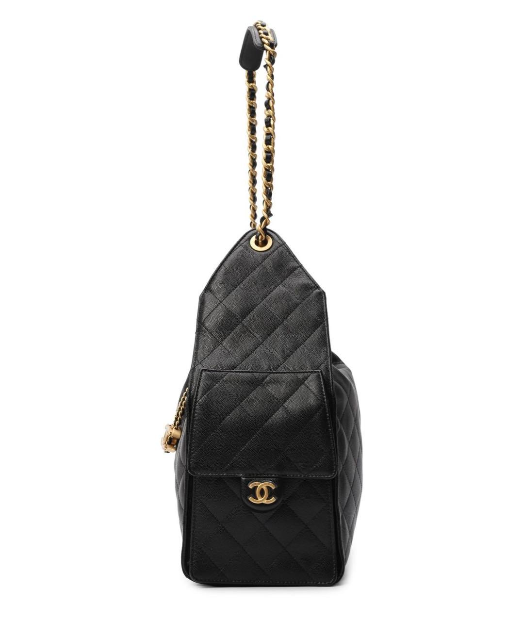 CHANEL Черная кожаная сумка тоут, фото 3