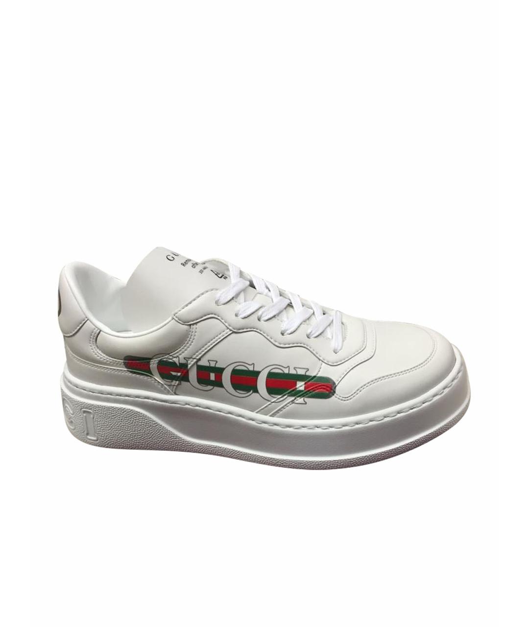 GUCCI Белые кожаные кеды, фото 1