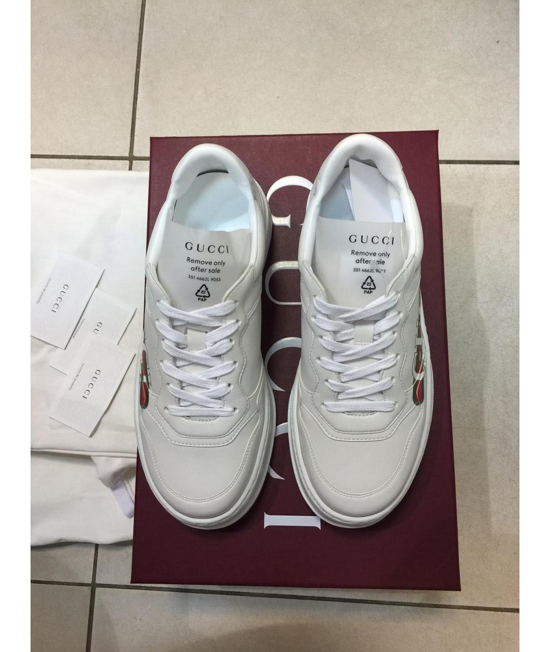 GUCCI Белые кожаные кеды, фото 2