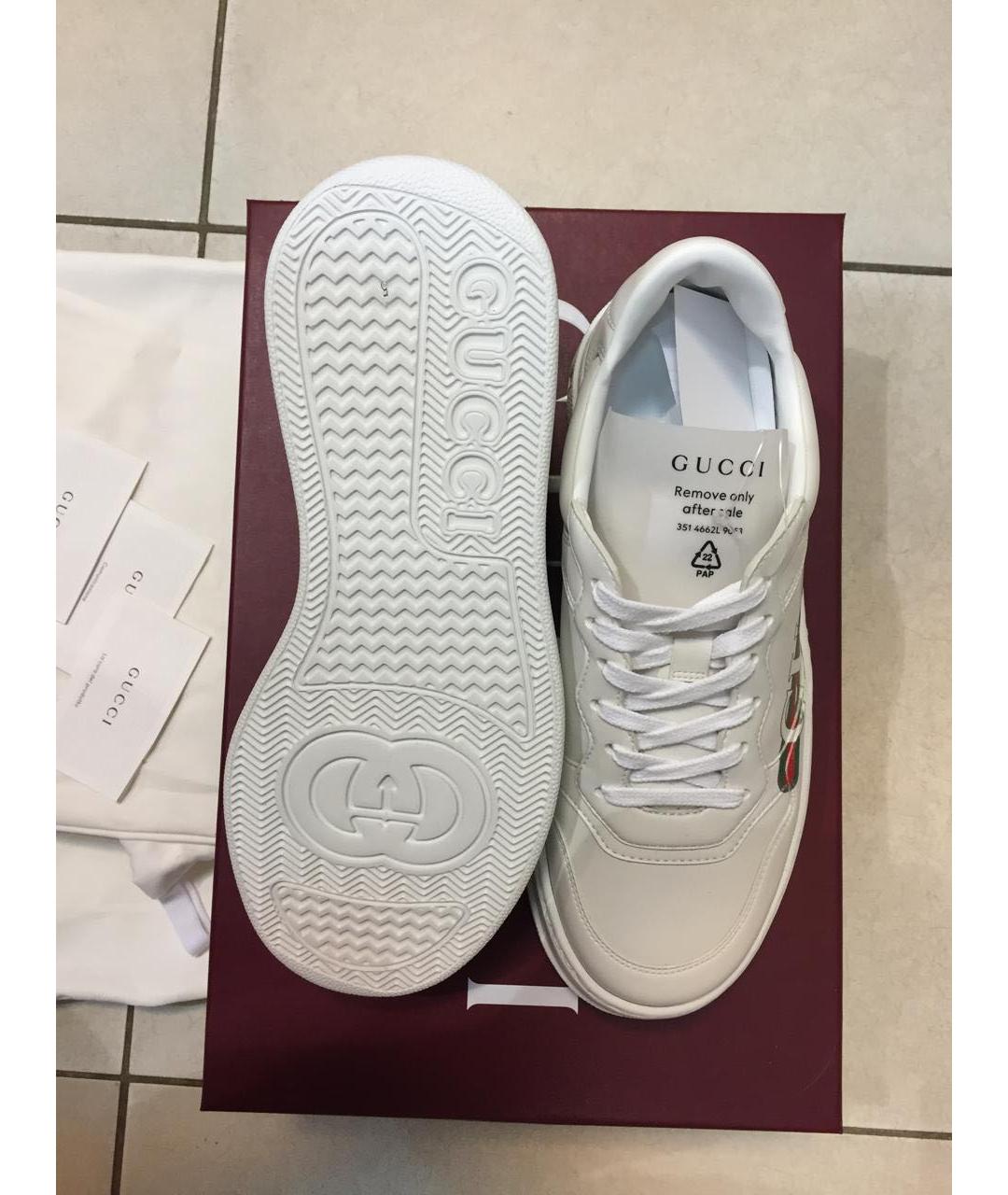GUCCI Белые кожаные кеды, фото 3