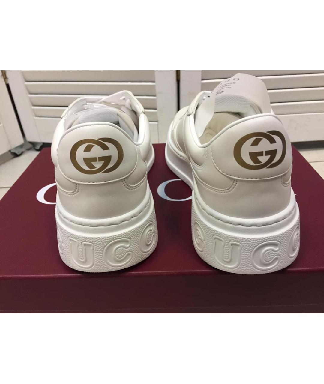 GUCCI Белые кожаные кеды, фото 5