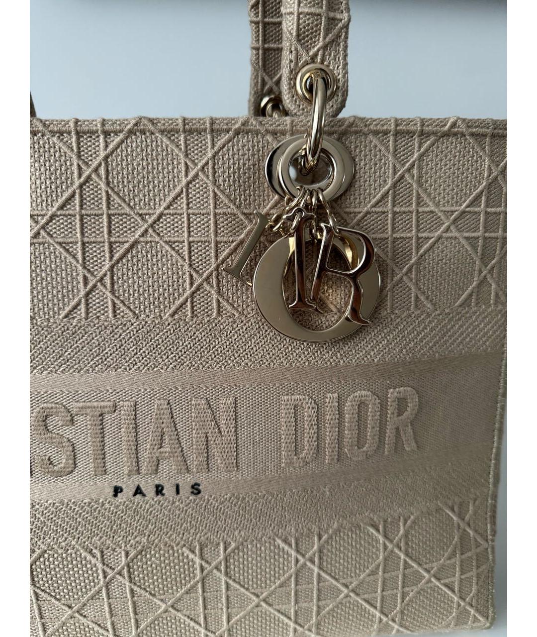 CHRISTIAN DIOR Бежевая тканевая сумка с короткими ручками, фото 4