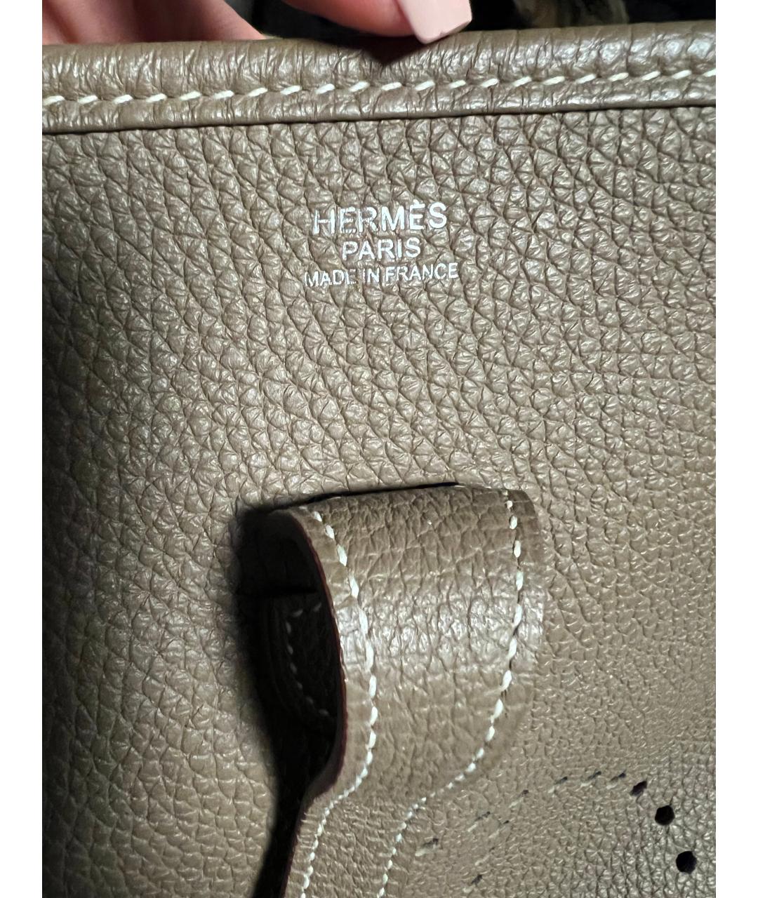 HERMES Бежевая кожаная сумка через плечо, фото 5