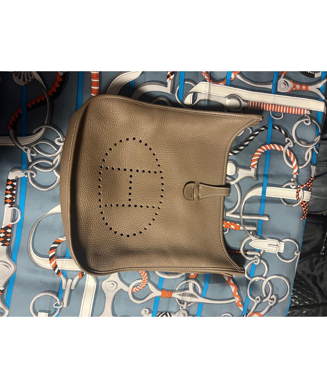 HERMES Бежевая кожаная сумка через плечо, фото 8