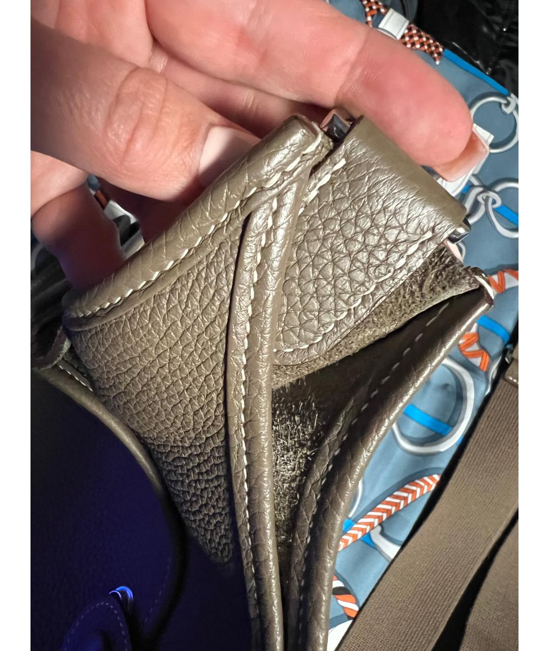 HERMES Бежевая кожаная сумка через плечо, фото 7