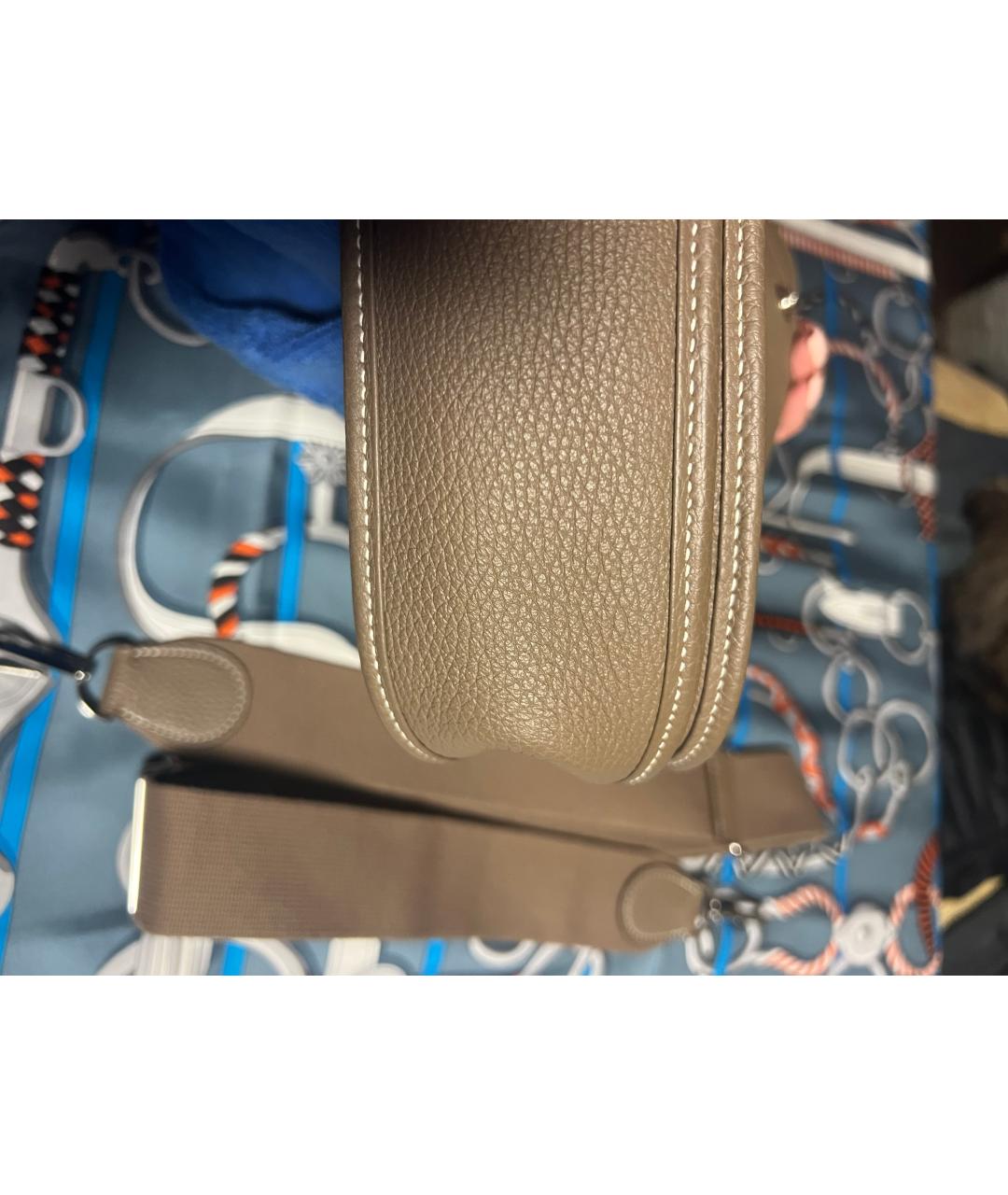 HERMES Бежевая кожаная сумка через плечо, фото 6