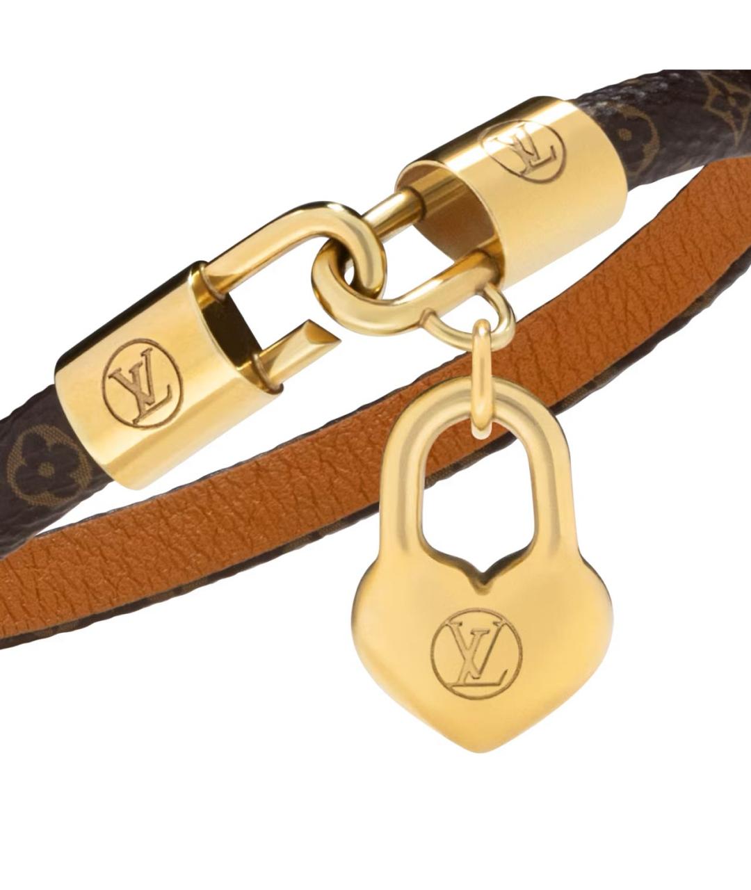 LOUIS VUITTON Коричневый кожаный браслет, фото 7