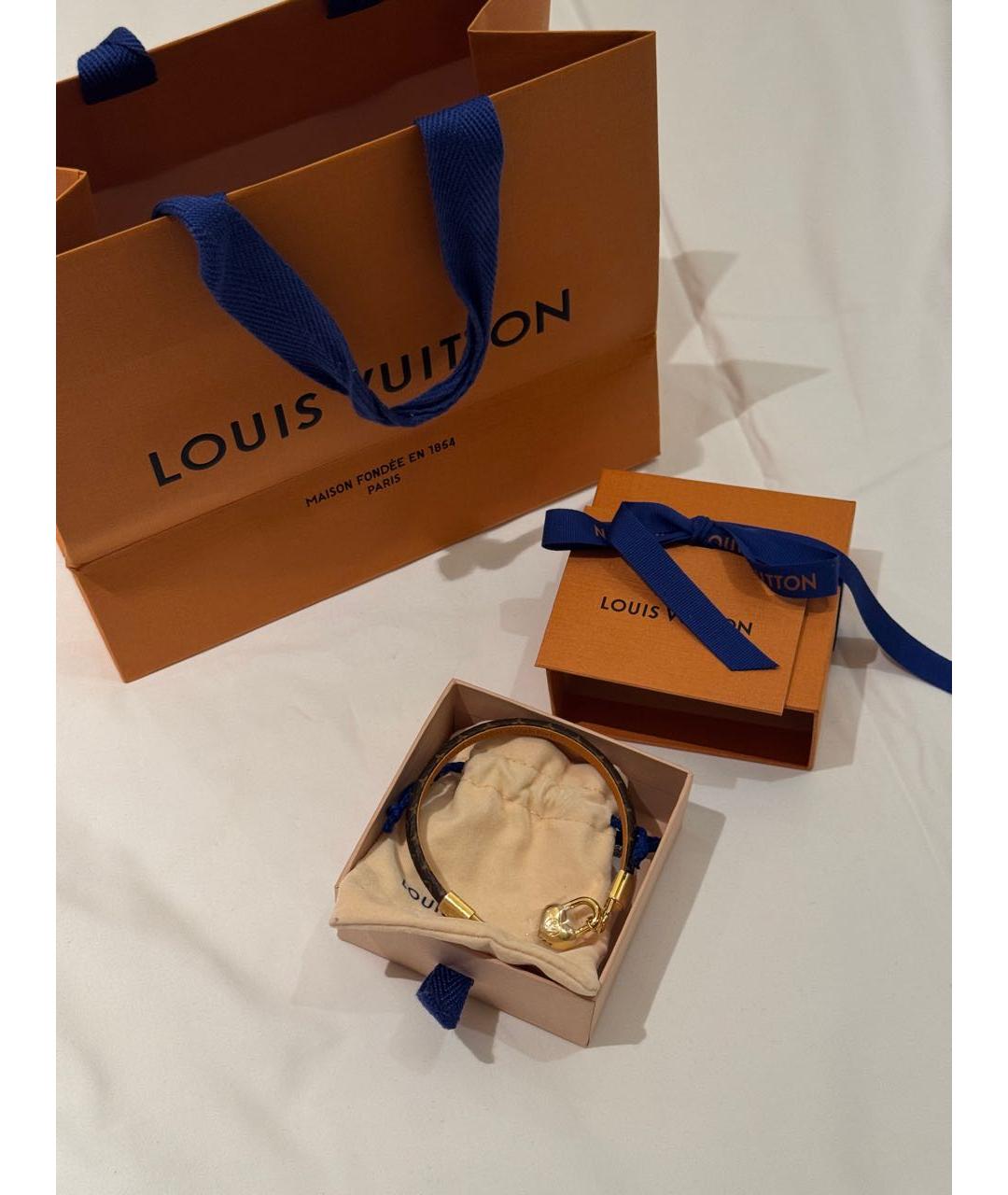 LOUIS VUITTON Коричневый кожаный браслет, фото 2