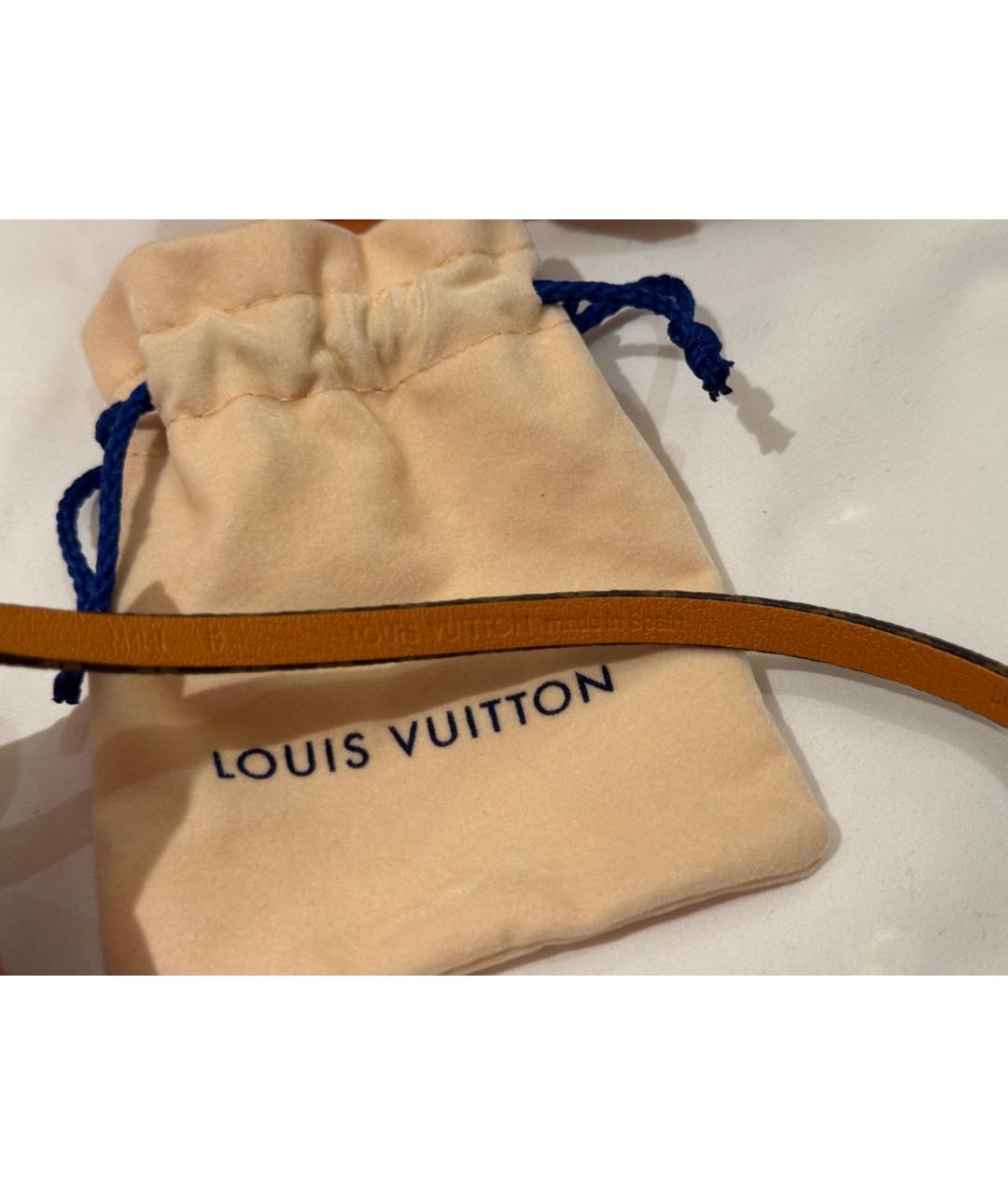 LOUIS VUITTON Коричневый кожаный браслет, фото 6