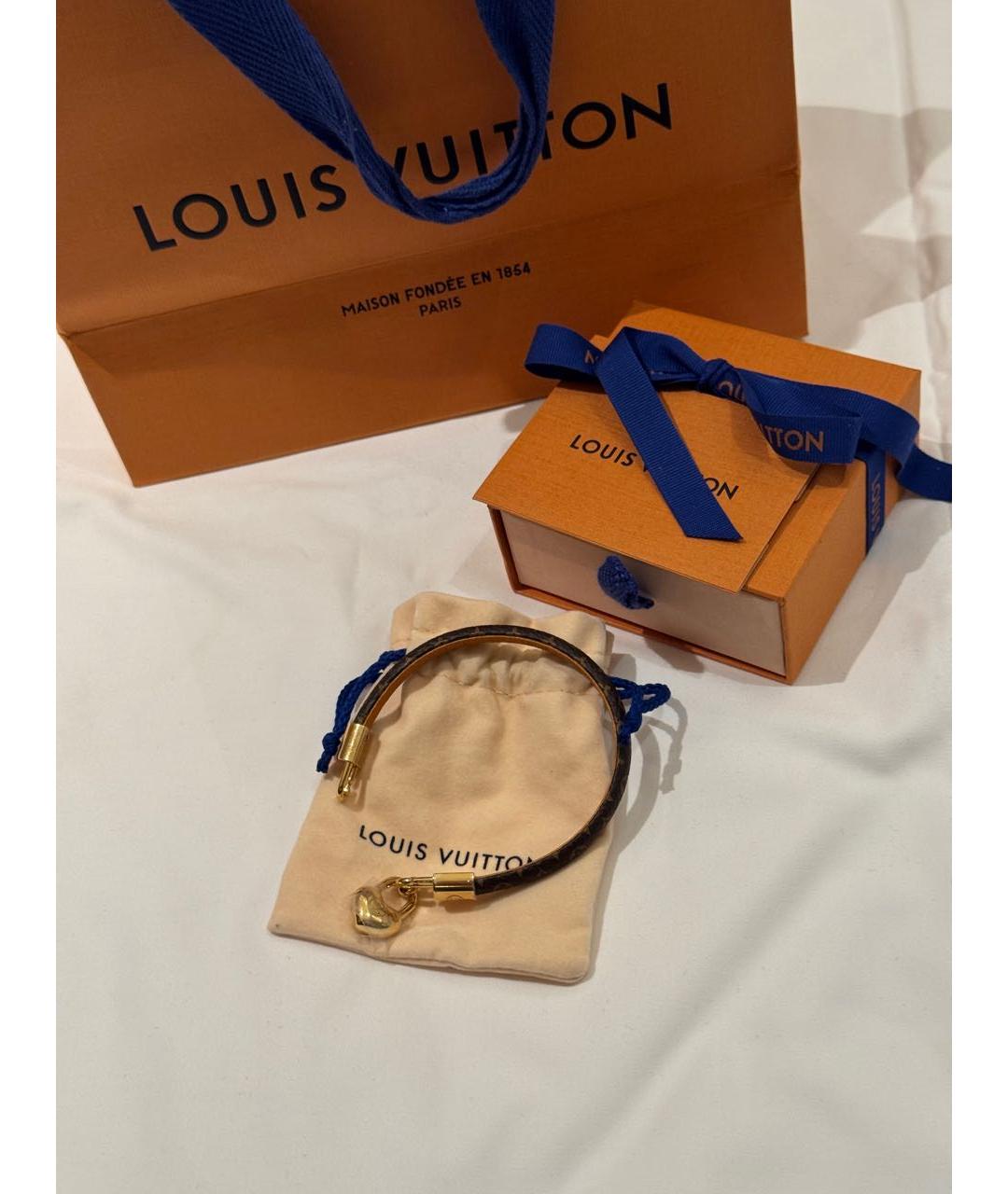 LOUIS VUITTON Коричневый кожаный браслет, фото 4