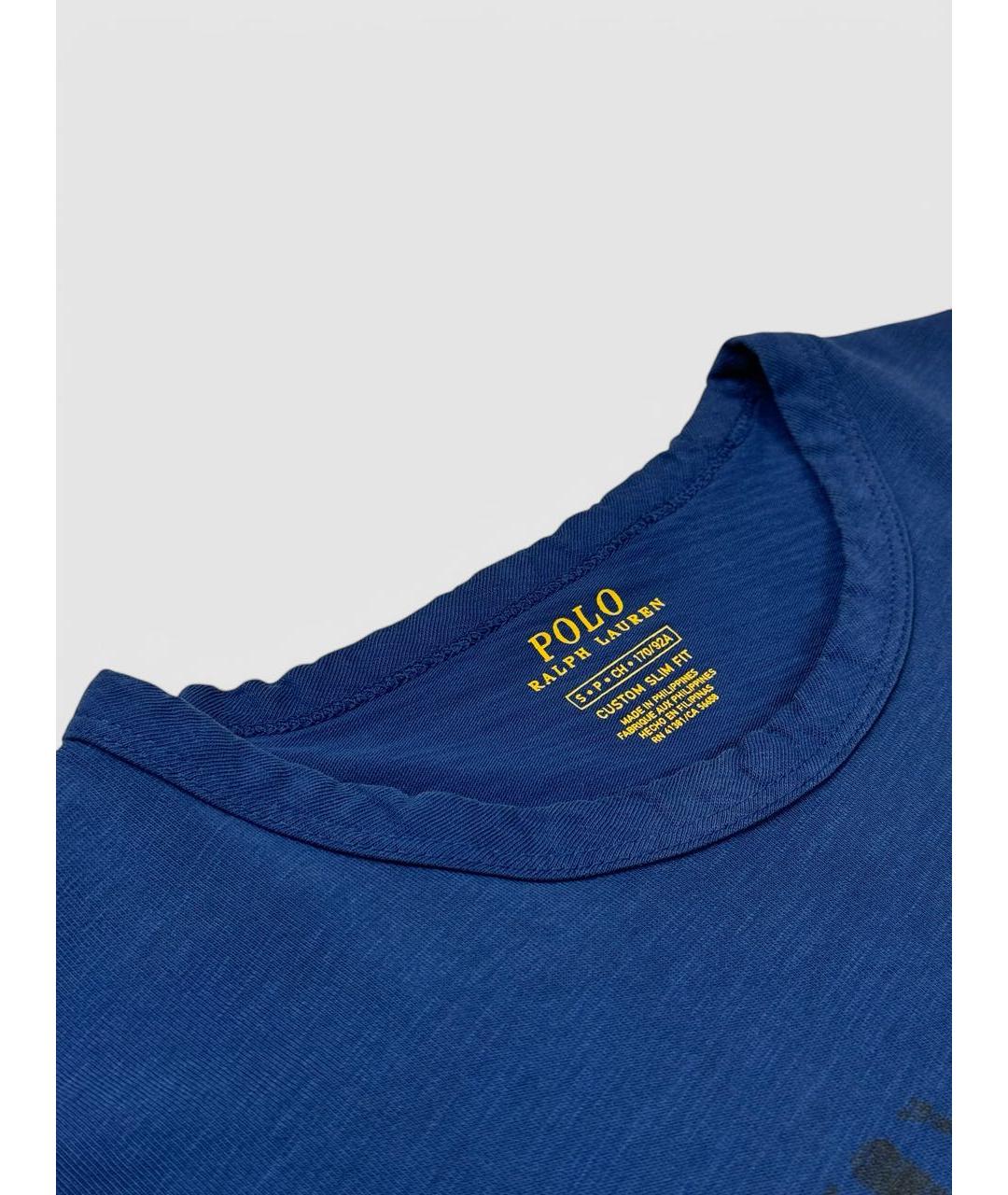POLO RALPH LAUREN Синяя хлопковая футболка, фото 4