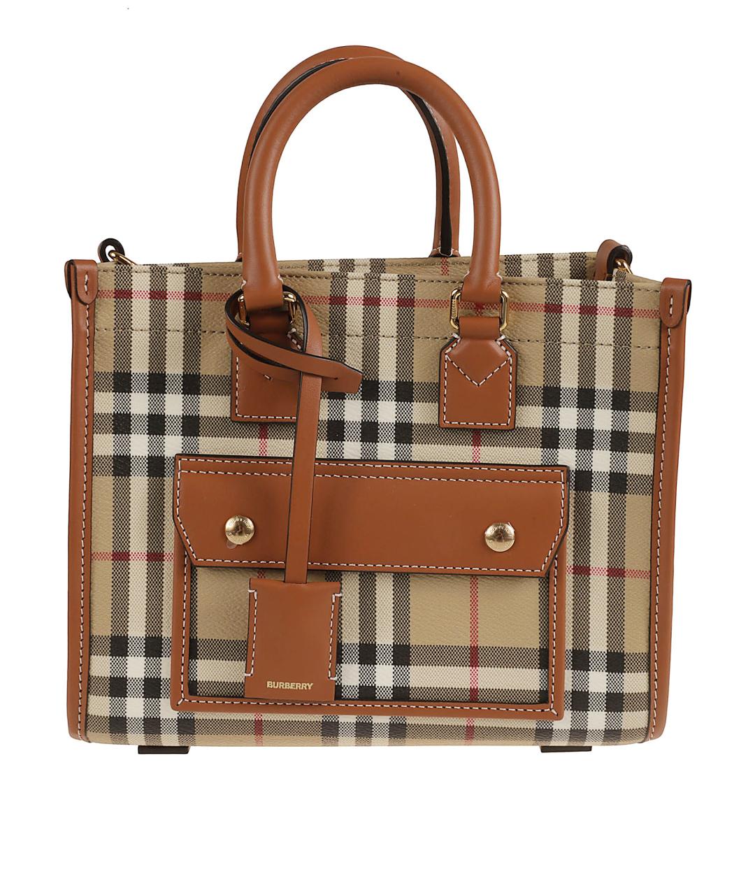 BURBERRY Коричневая сумка тоут из искусственной кожи, фото 1