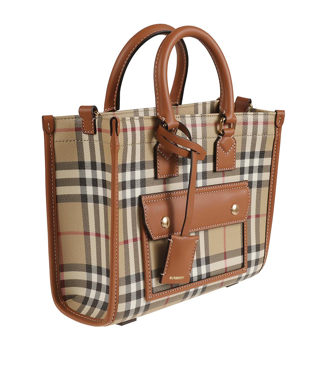 BURBERRY Коричневая сумка тоут из искусственной кожи, фото 3