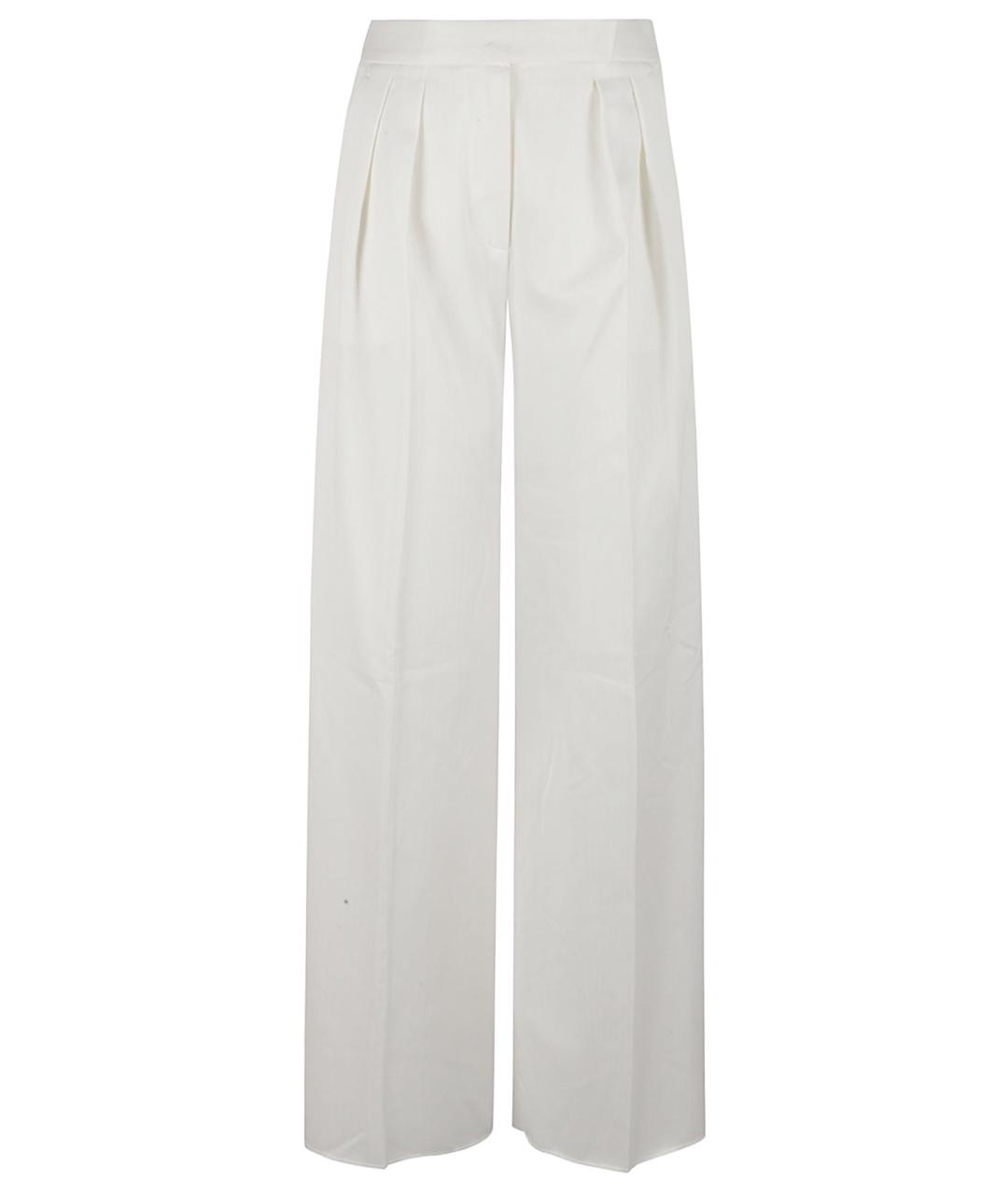 MAX MARA Белые хлопковые прямые брюки, фото 1