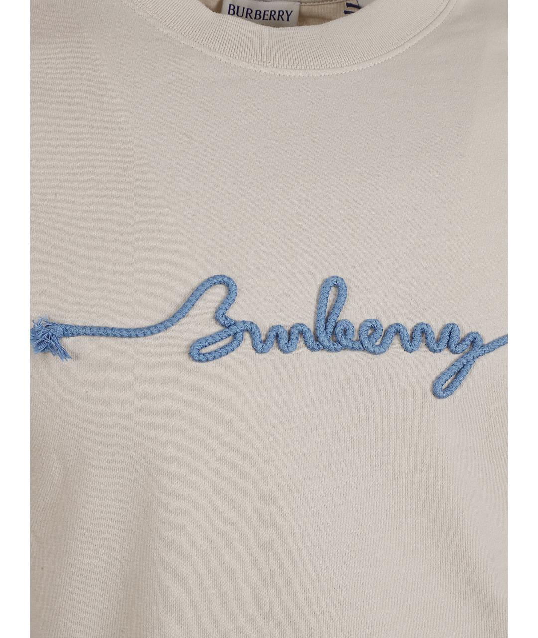 BURBERRY Бежевая хлопковая футболка, фото 2