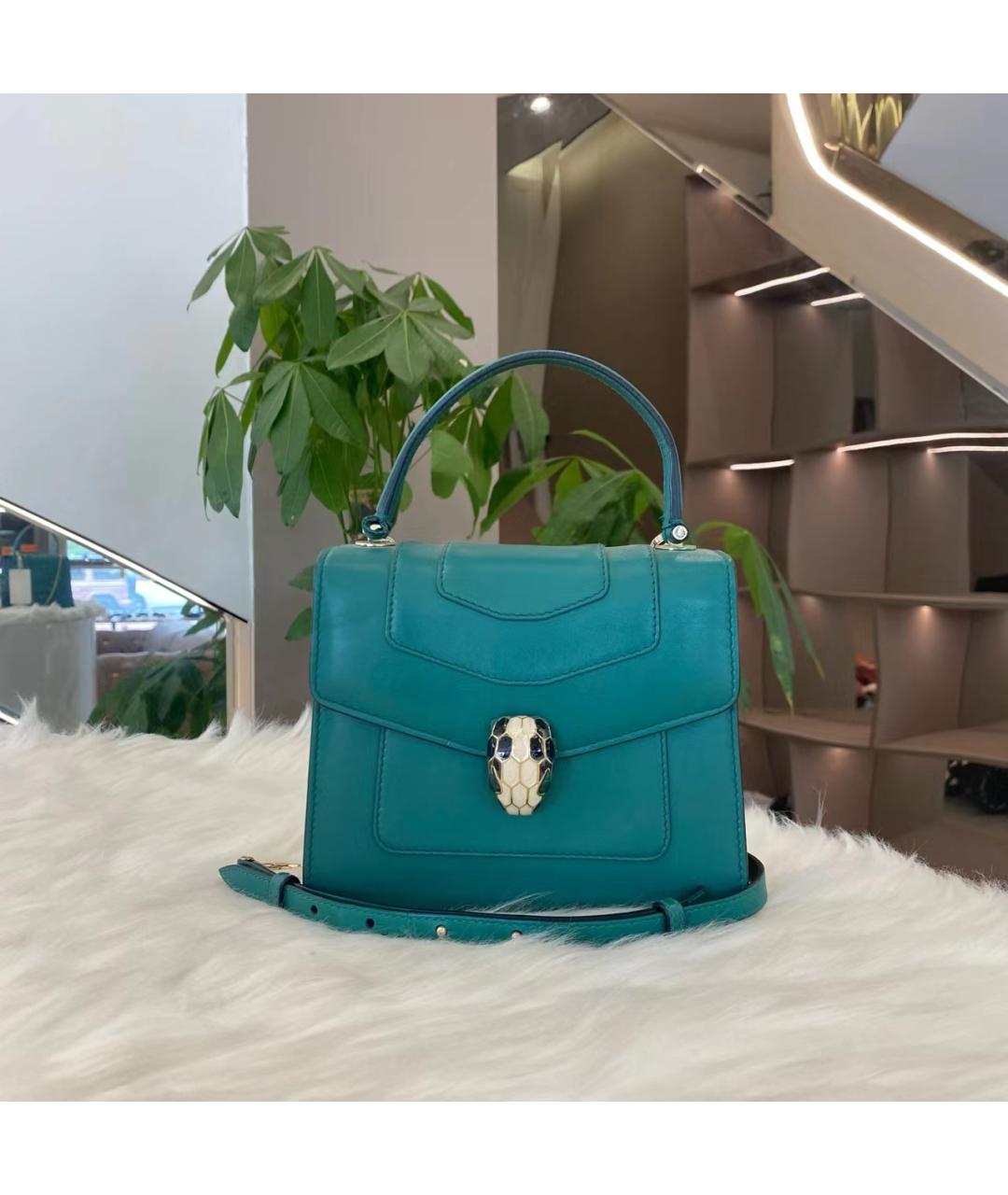 BVLGARI Зеленая кожаная сумка через плечо, фото 2