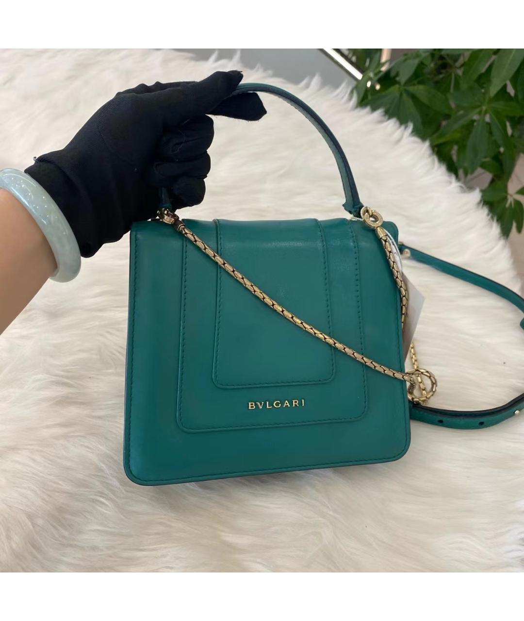 BVLGARI Зеленая кожаная сумка через плечо, фото 4