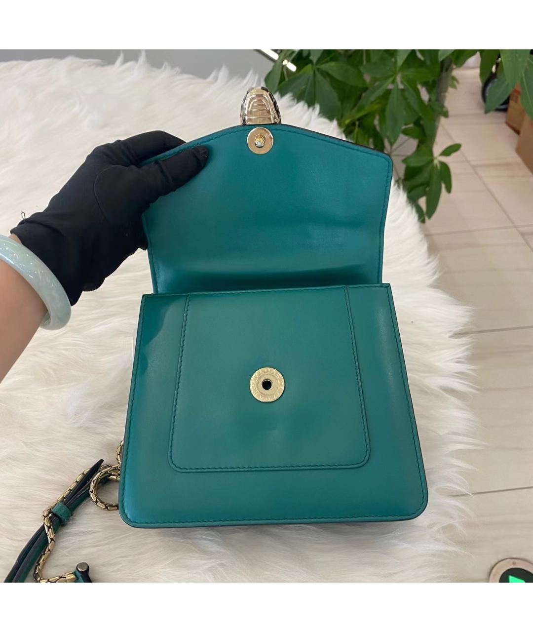 BVLGARI Зеленая кожаная сумка через плечо, фото 3
