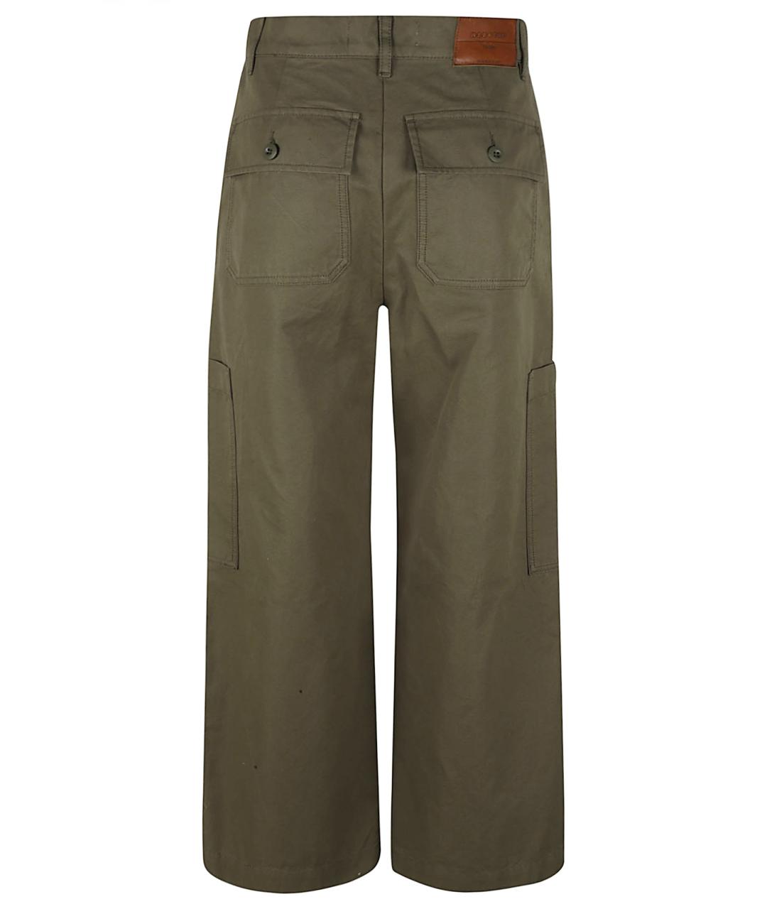 WEEKEND MAX MARA Зеленые хлопковые прямые брюки, фото 2
