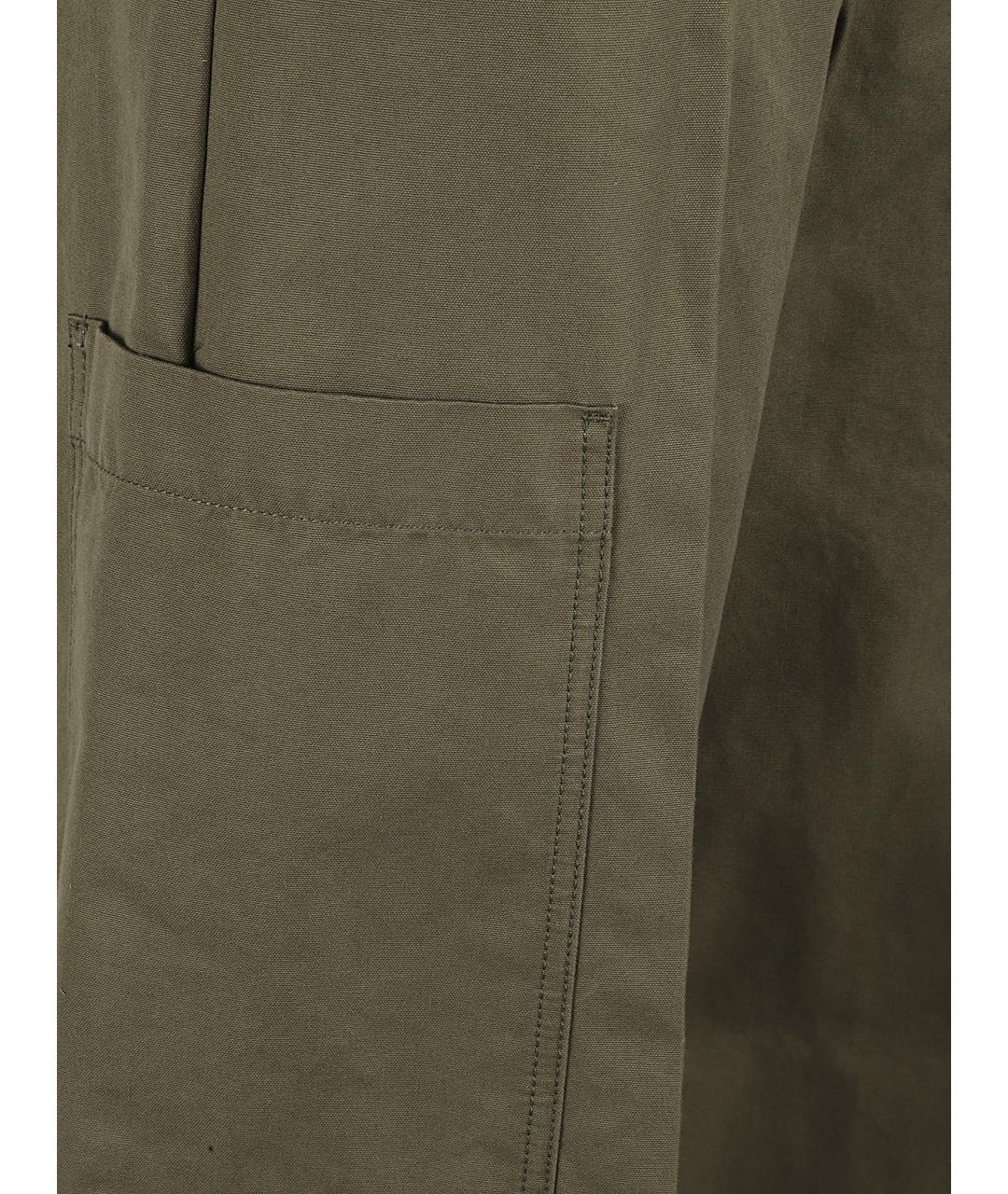 WEEKEND MAX MARA Зеленые хлопковые прямые брюки, фото 3