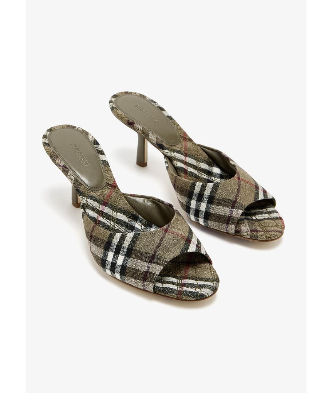 BURBERRY Хаки текстильные мюли, фото 2