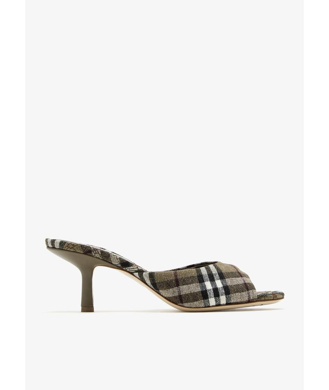 BURBERRY Хаки текстильные мюли, фото 4
