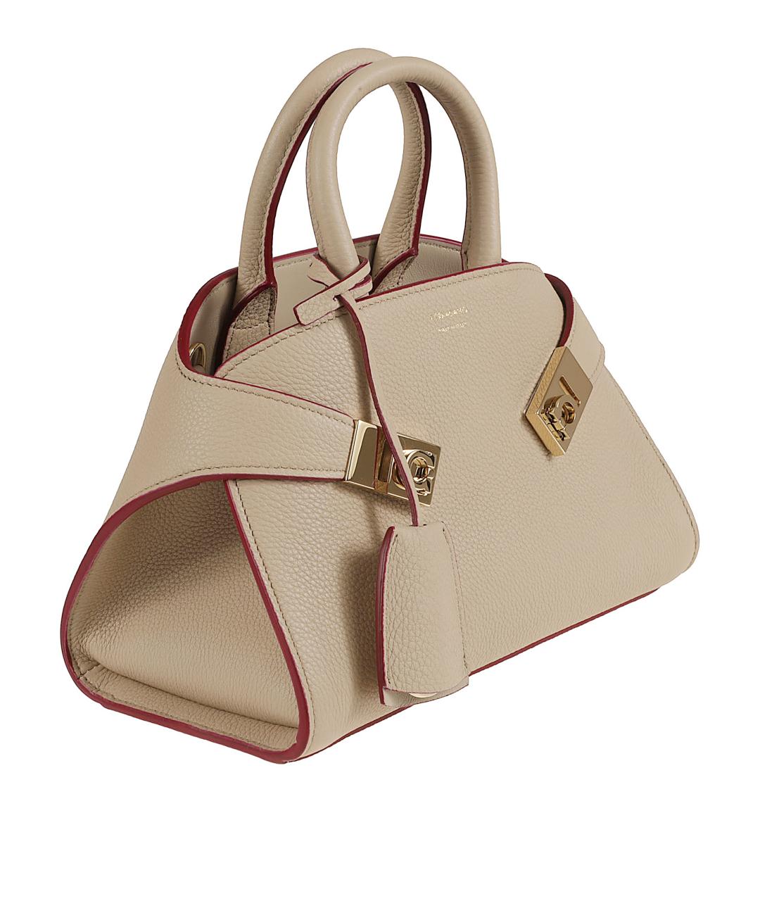 FERRAGAMO Бежевая кожаная сумка тоут, фото 3