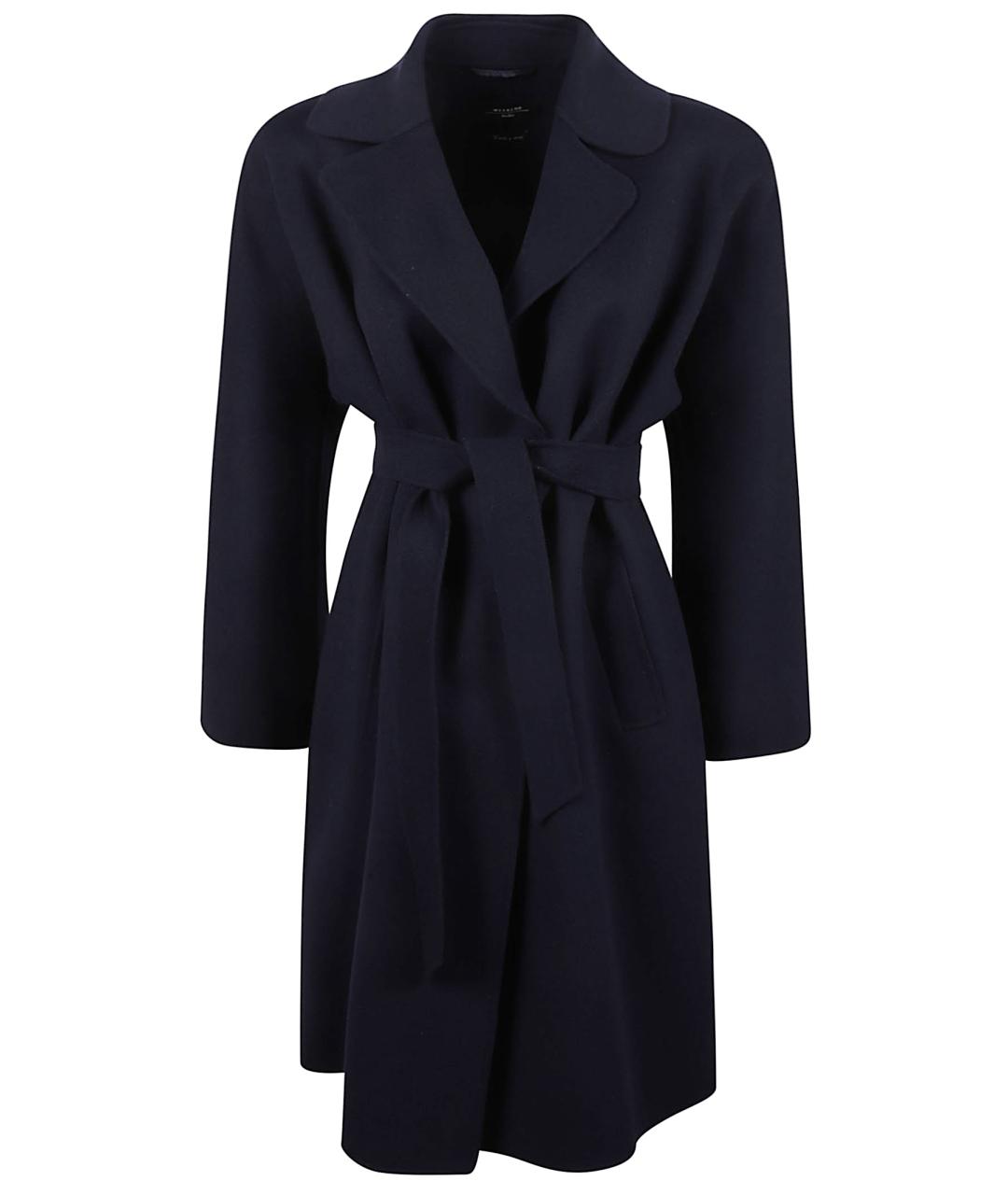 WEEKEND MAX MARA Темно-синее шерстяное пальто, фото 1