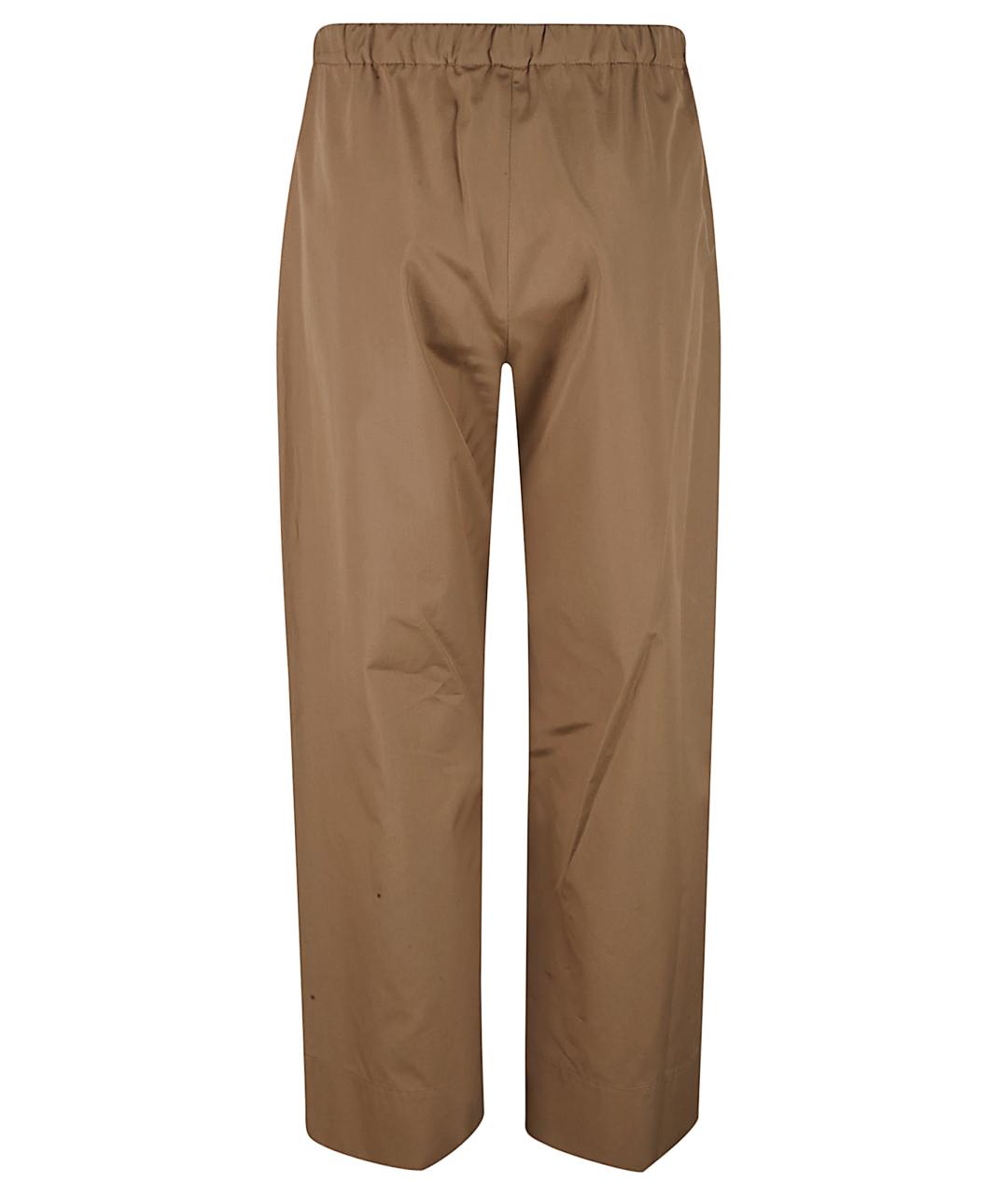 'S MAX MARA Коричневые хлопковые прямые брюки, фото 3
