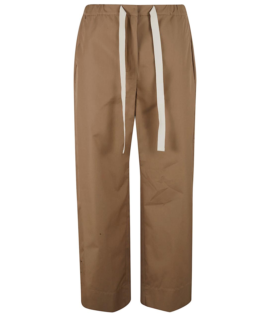'S MAX MARA Коричневые хлопковые прямые брюки, фото 1