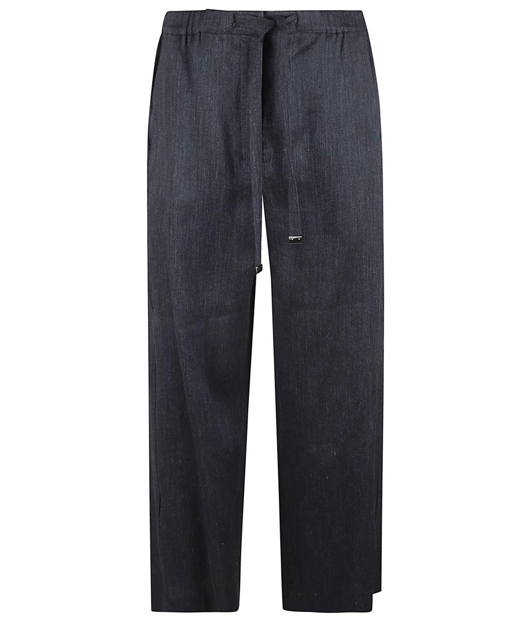 'S MAX MARA Темно-синие льняные прямые брюки, фото 1