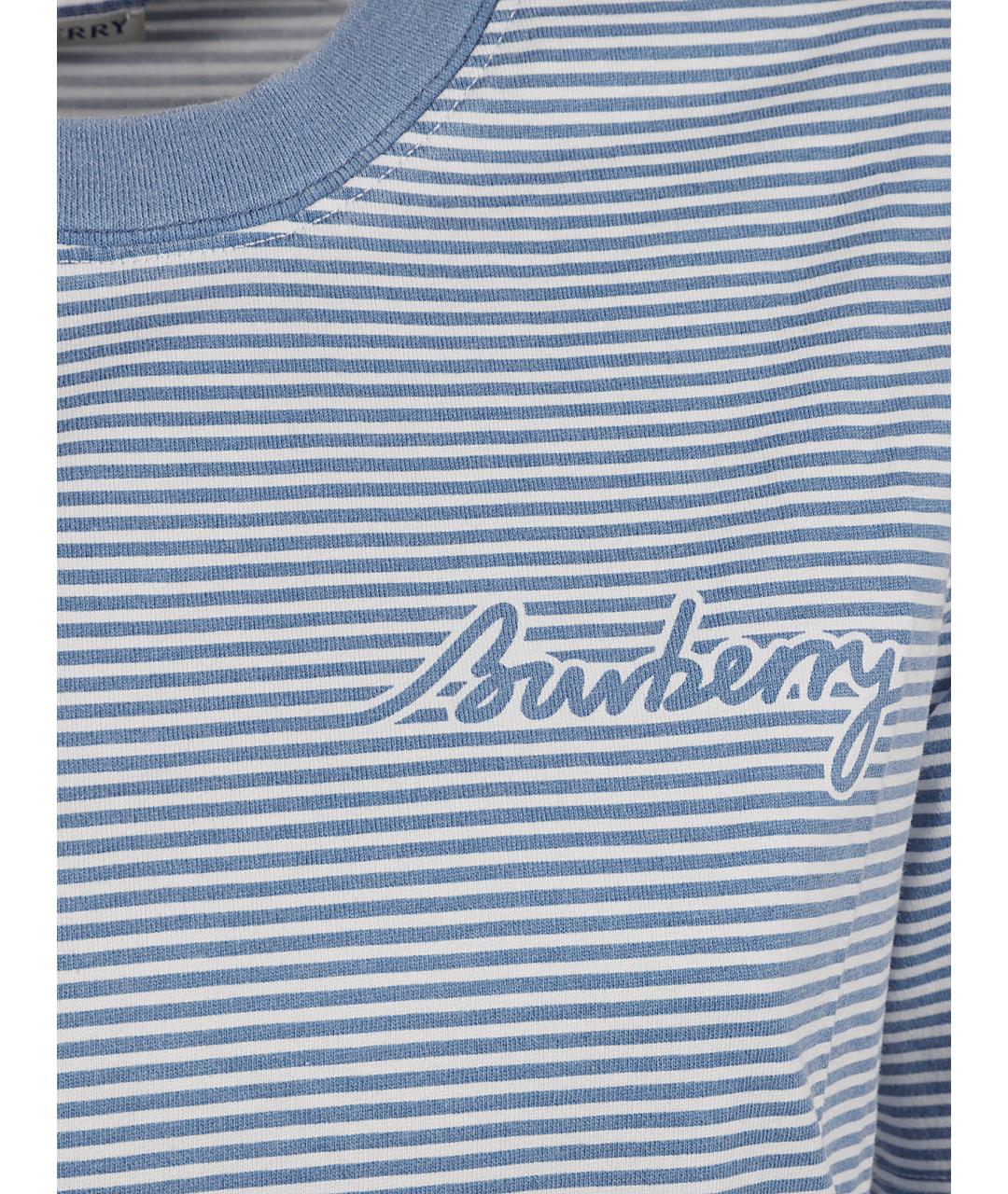 BURBERRY Голубая хлопковая футболка, фото 2