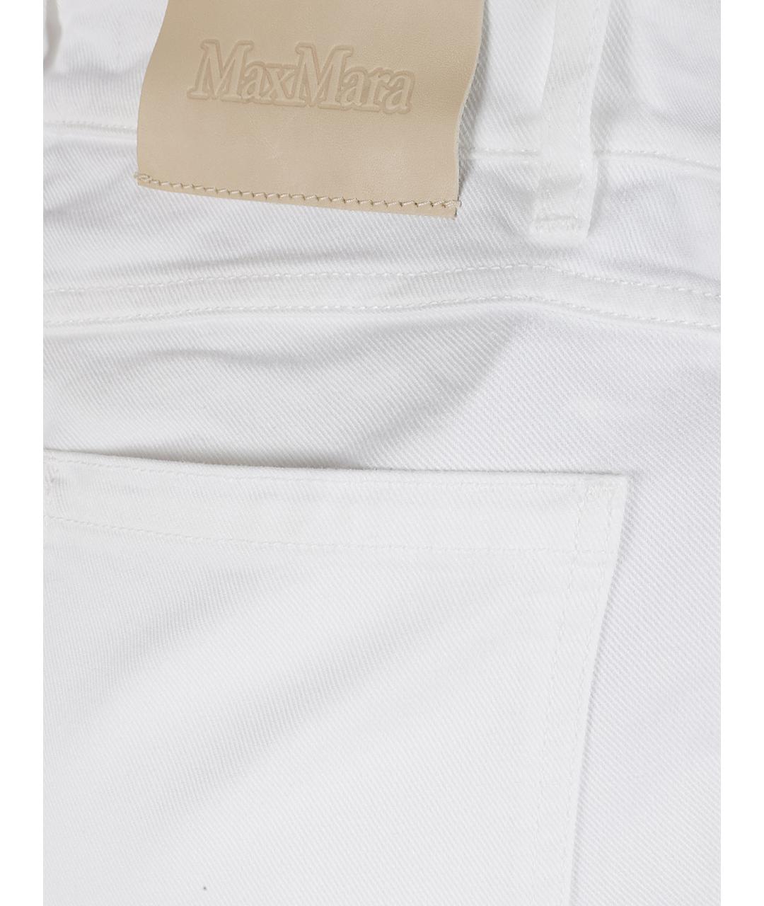 MAX MARA STUDIO Белые хлопковые прямые брюки, фото 2