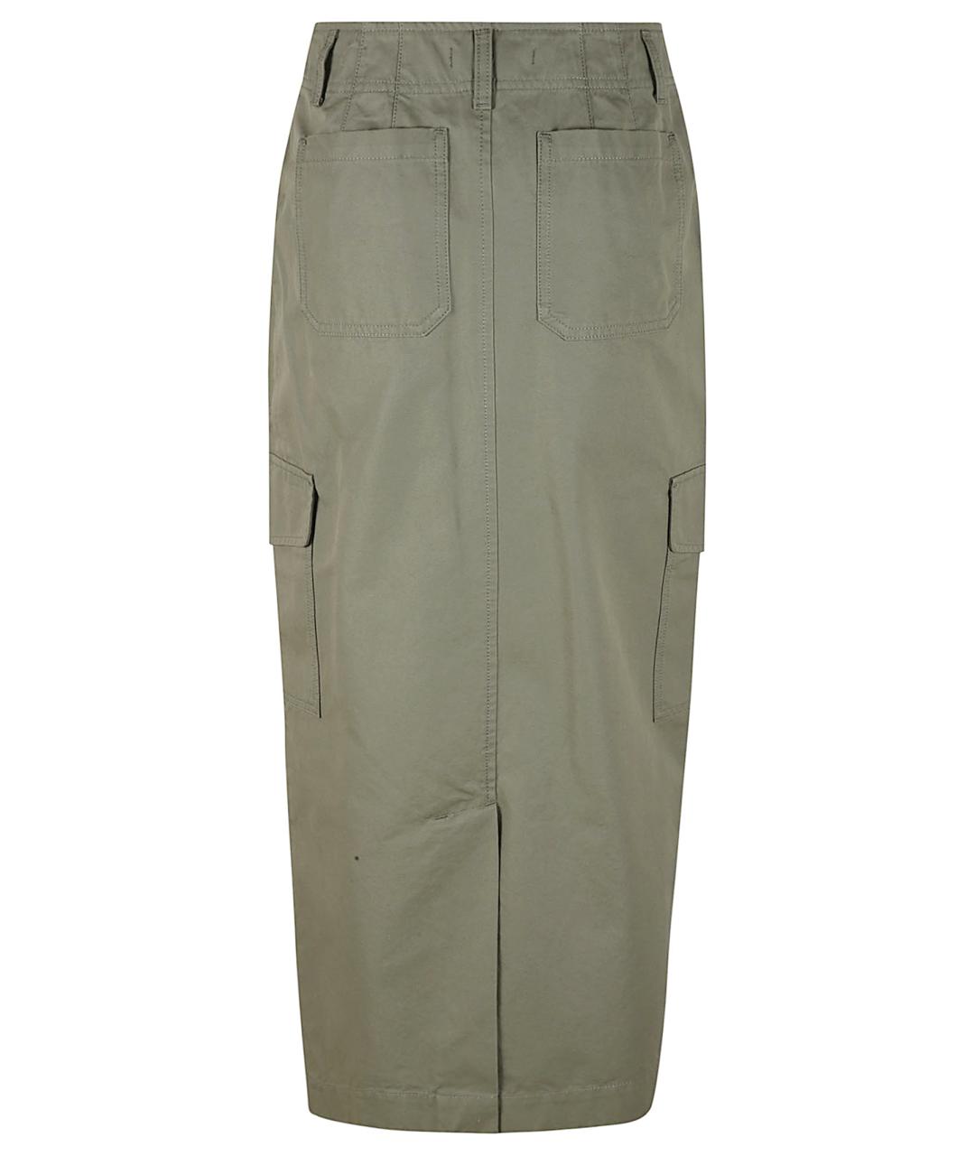 WEEKEND MAX MARA Зеленая хлопковая юбка миди, фото 3