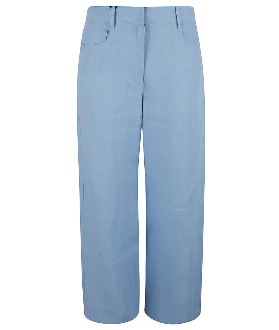 'S MAX MARA Голубые льняные прямые брюки, фото 1