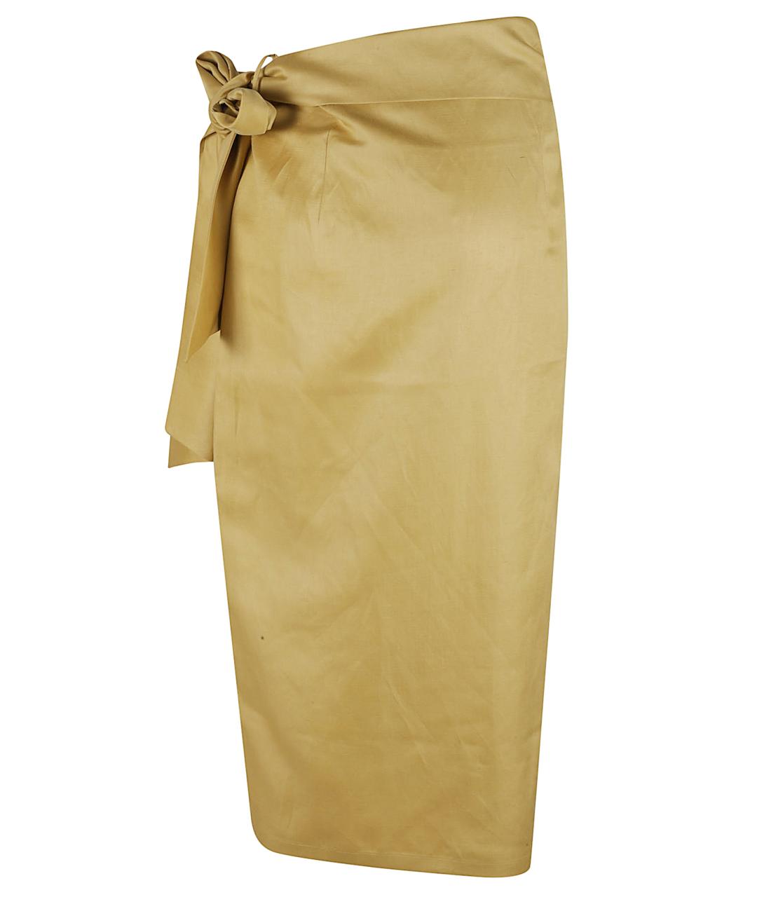 MAX MARA Желтая льняная юбка миди, фото 2