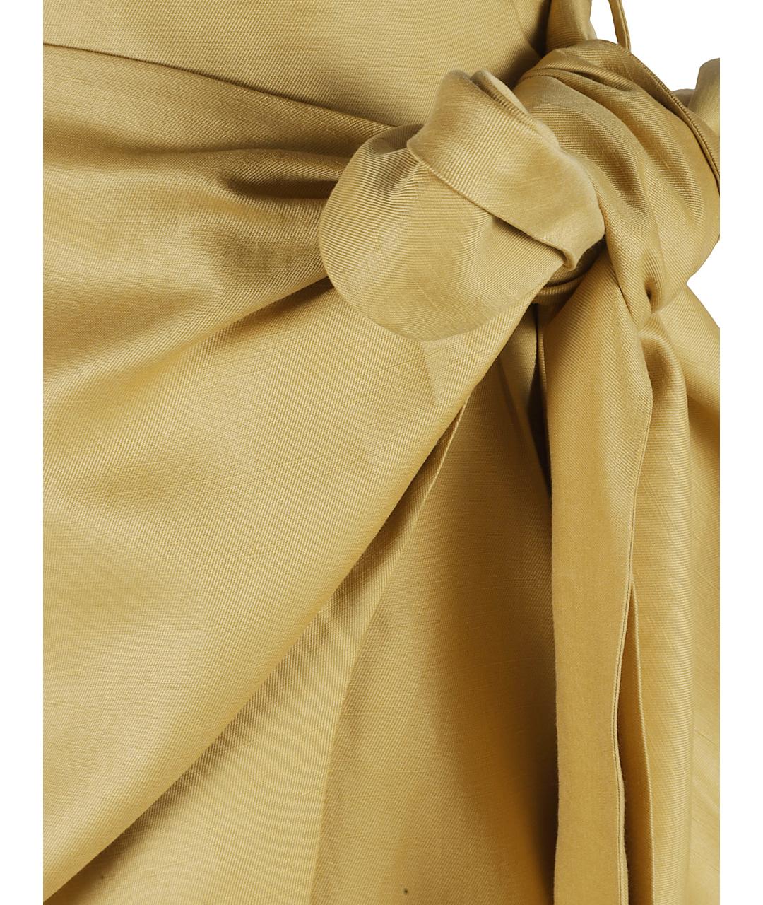 MAX MARA Желтая льняная юбка миди, фото 3