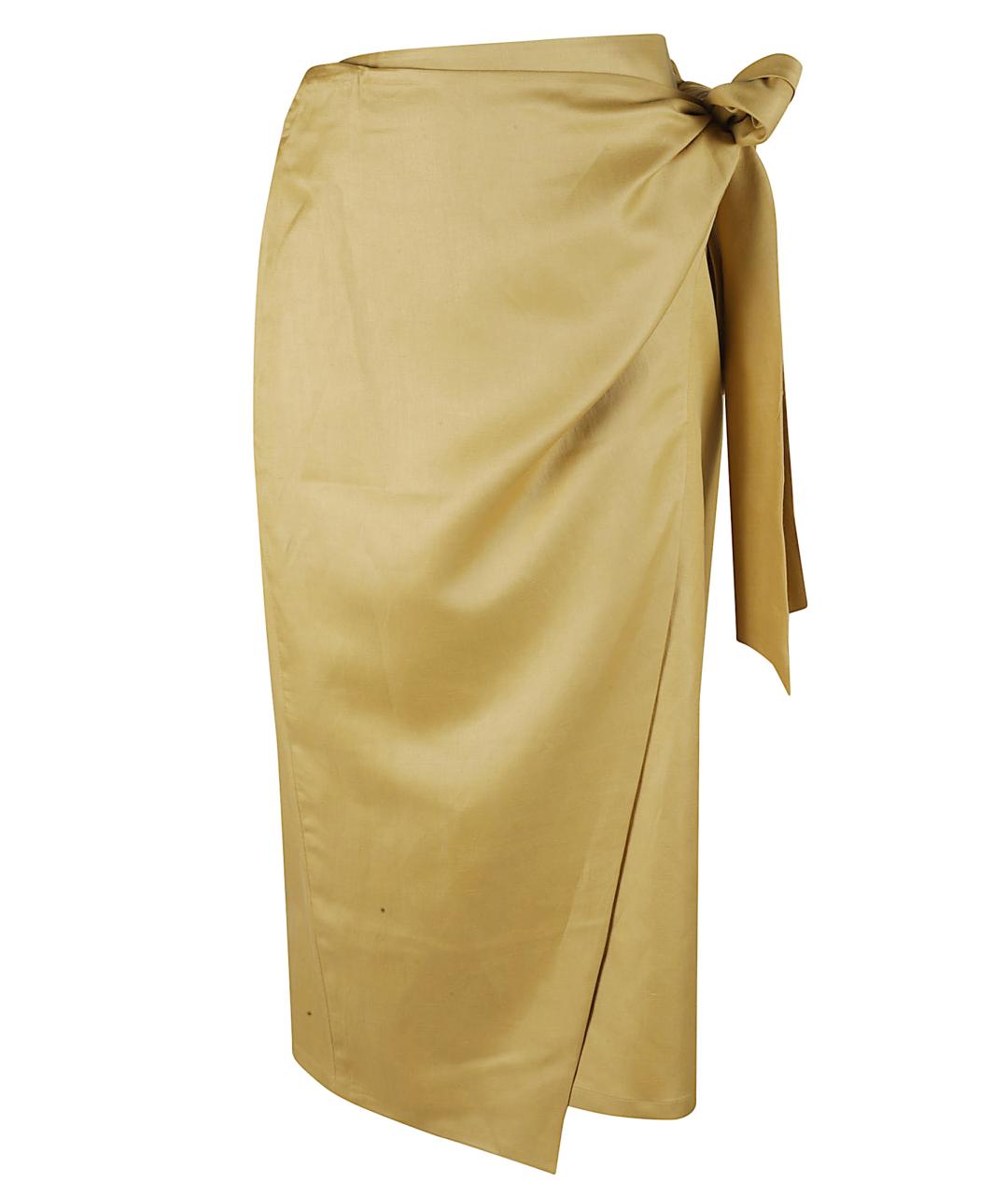 MAX MARA Желтая льняная юбка миди, фото 1