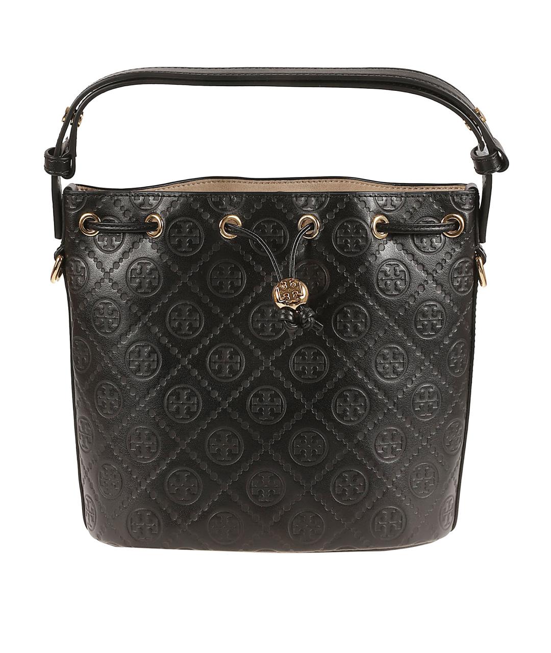 TORY BURCH Черная кожаная сумка с короткими ручками, фото 1