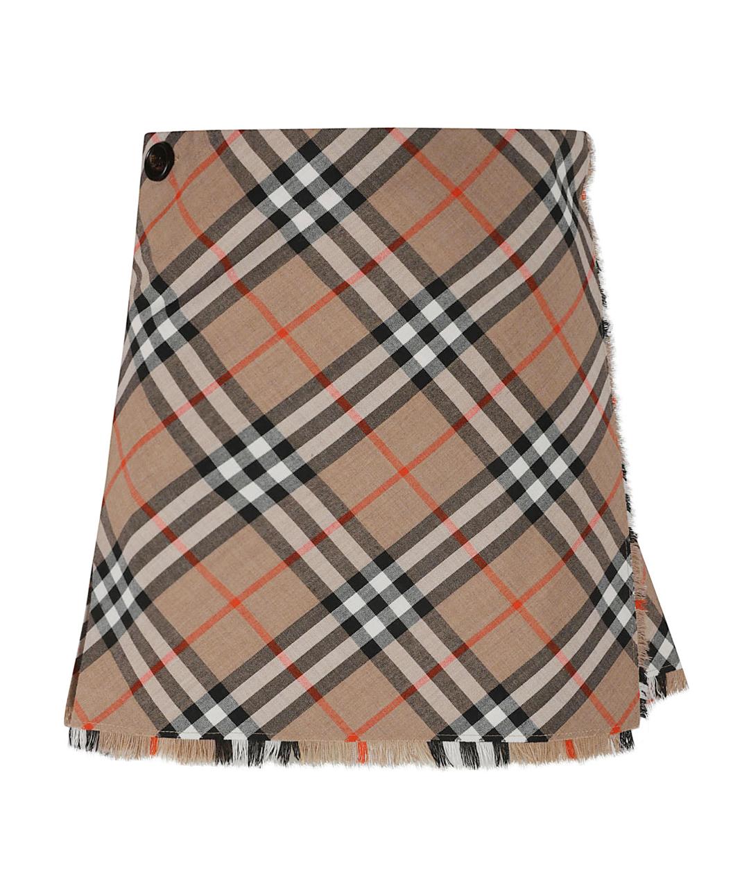 BURBERRY Бежевая шерстяная юбка мини, фото 1