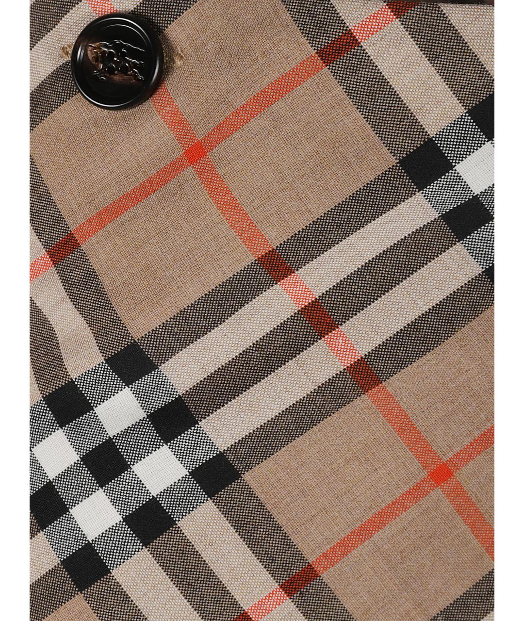 BURBERRY Бежевая шерстяная юбка мини, фото 2