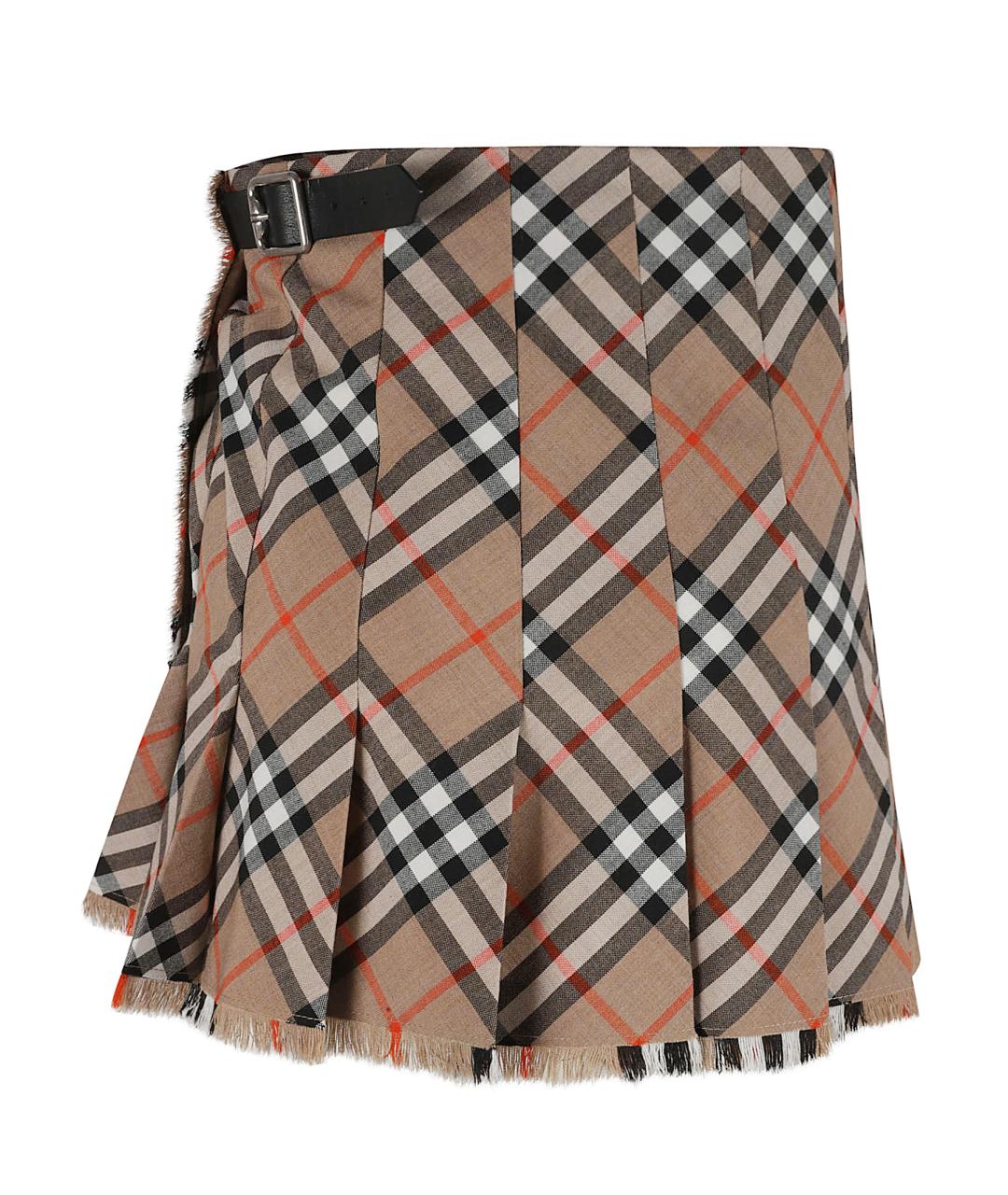 BURBERRY Бежевая шерстяная юбка мини, фото 3