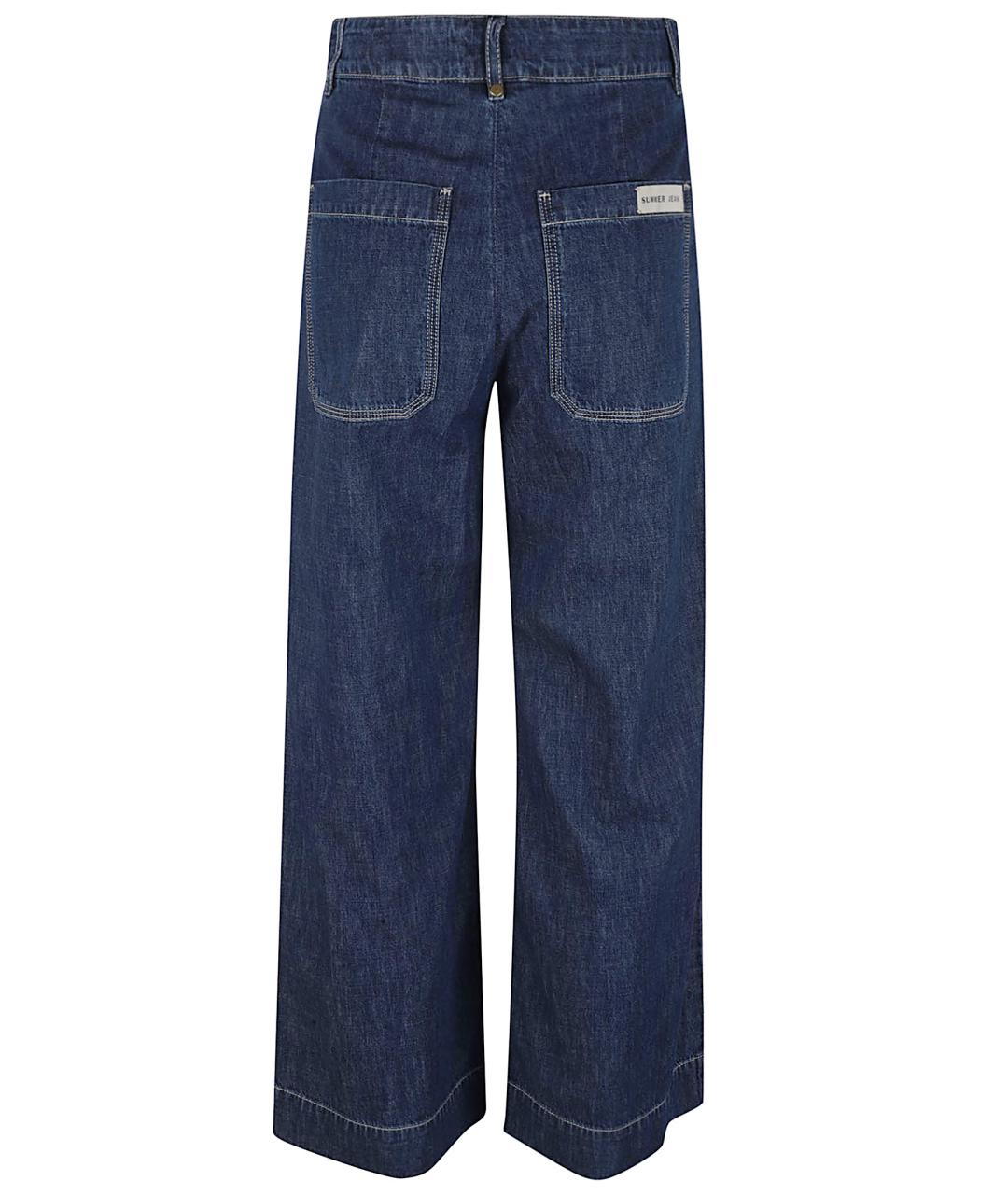 'S MAX MARA Синие хлопковые прямые брюки, фото 3
