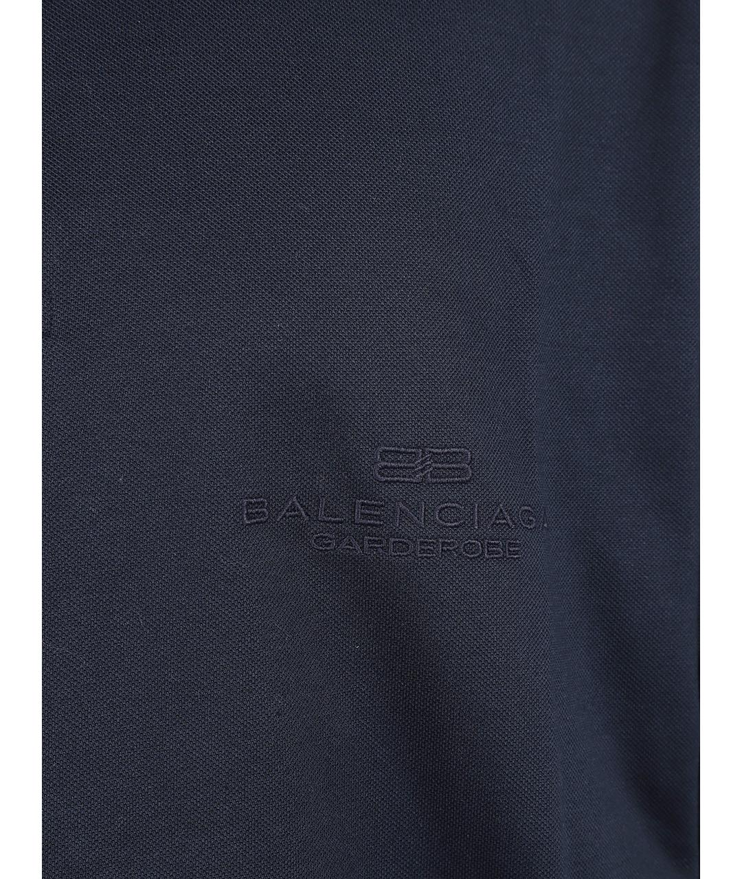 BALENCIAGA Темно-синее хлопковое поло с коротким рукавом, фото 2