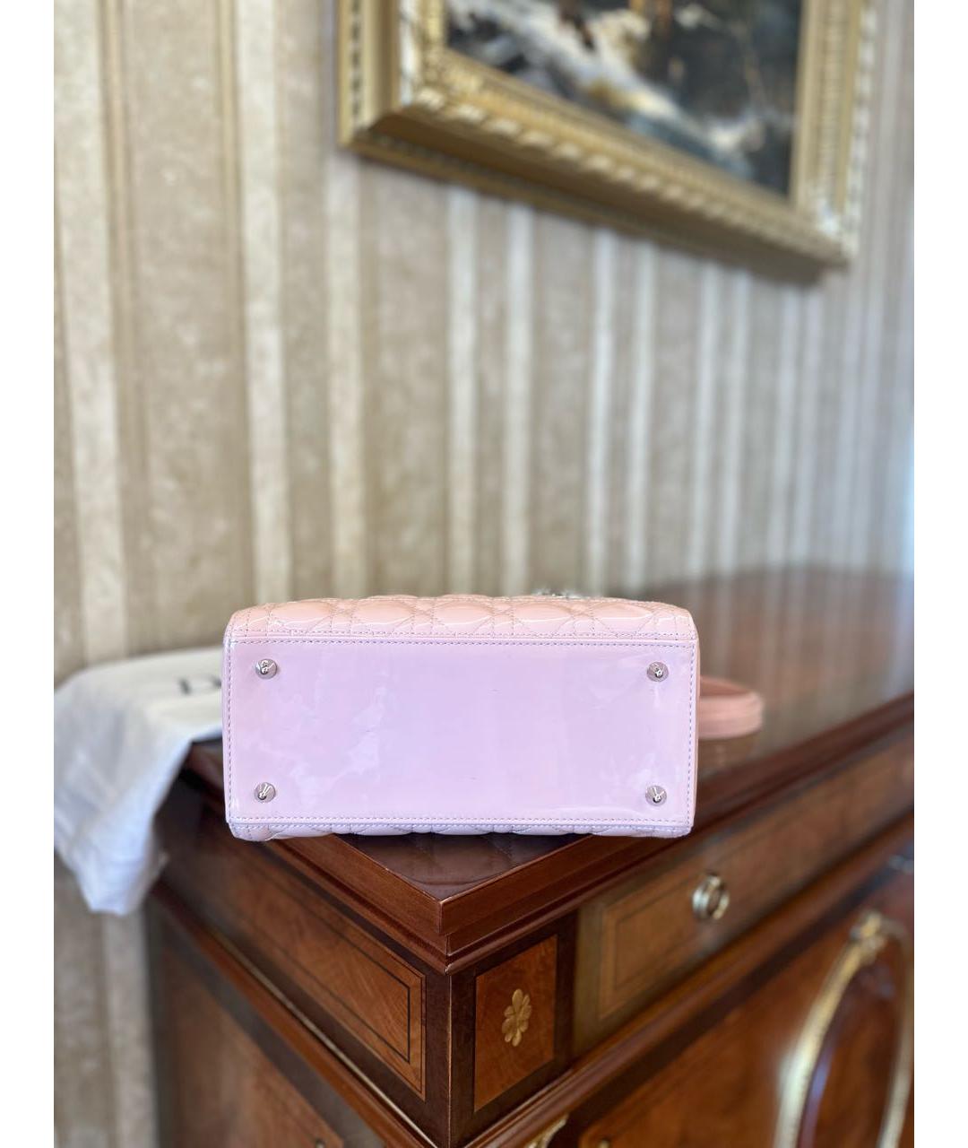 CHRISTIAN DIOR Розовая сумка с короткими ручками из лакированной кожи, фото 8