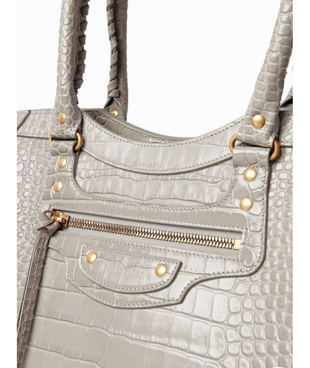 BALENCIAGA Серая кожаная дорожная/спортивная сумка, фото 4