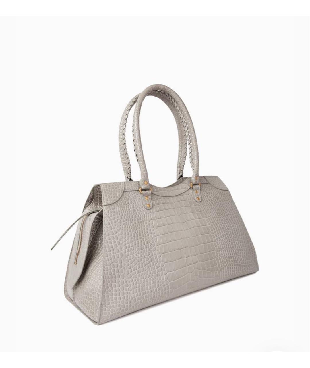 BALENCIAGA Серая кожаная дорожная/спортивная сумка, фото 3