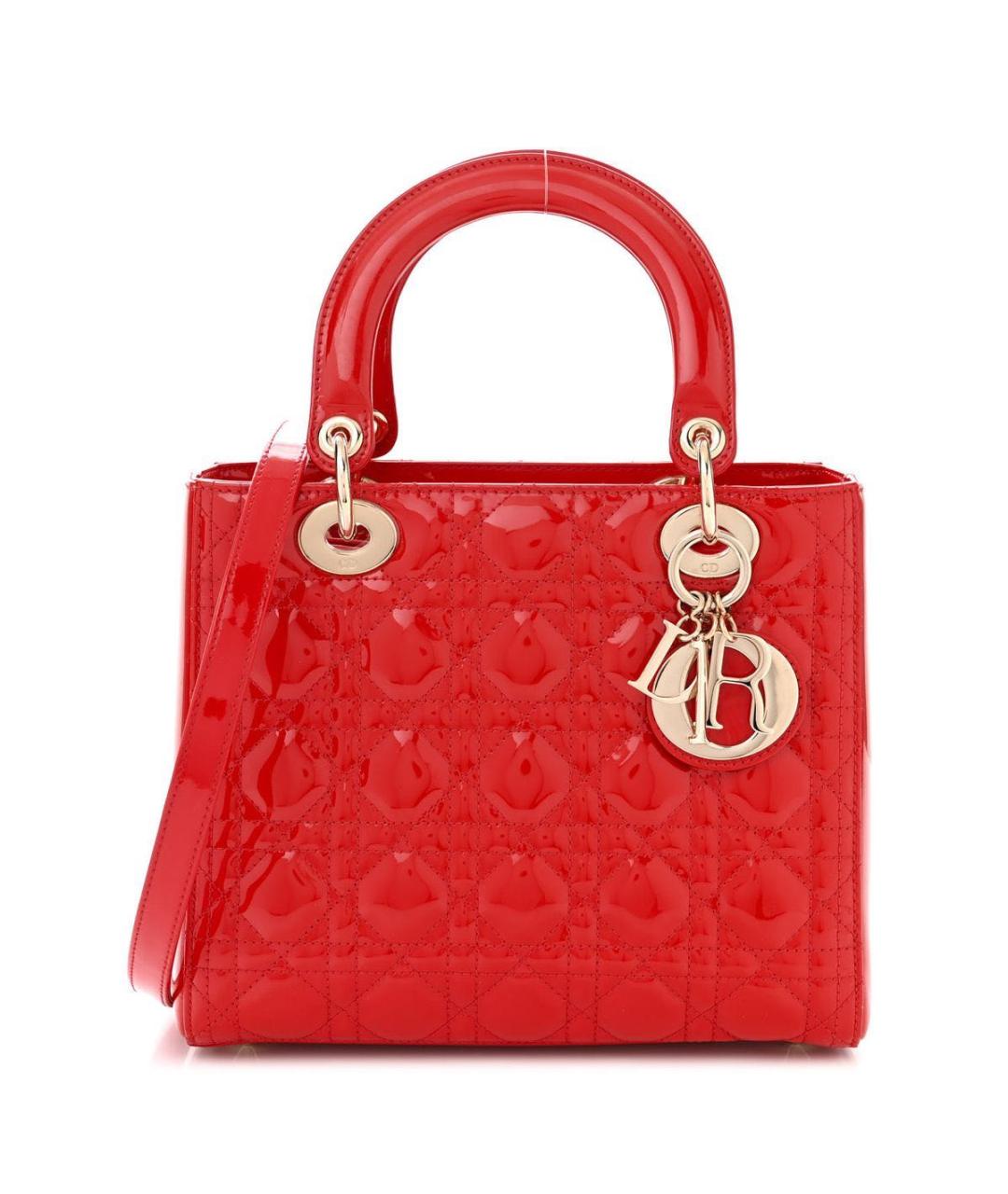 CHRISTIAN DIOR Красная сумка с короткими ручками из лакированной кожи, фото 1