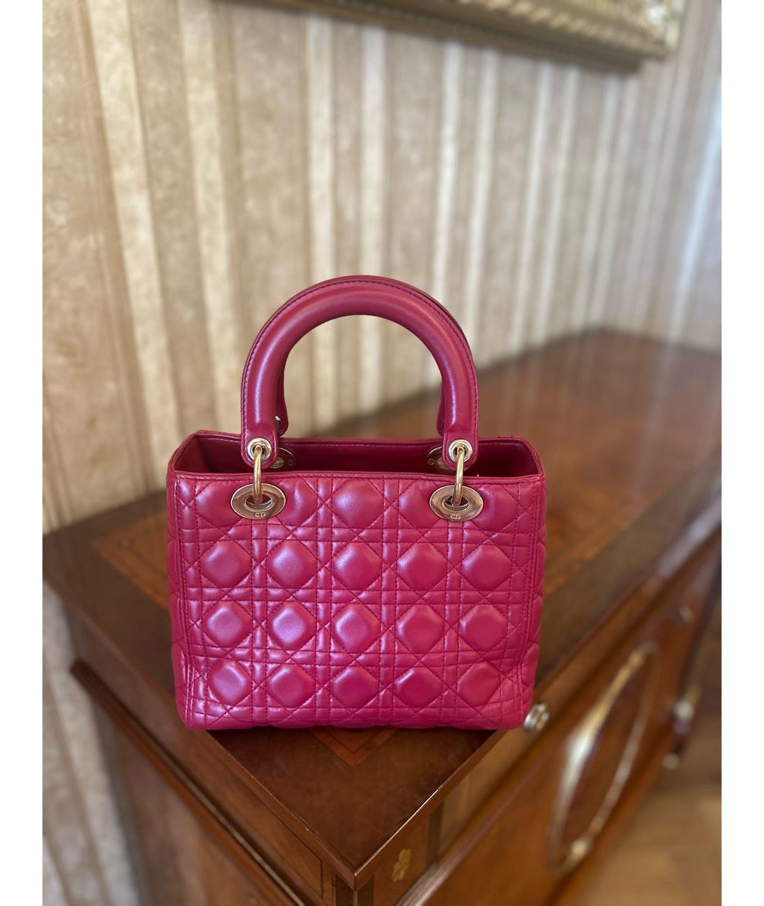 CHRISTIAN DIOR Красная кожаная сумка с короткими ручками, фото 7